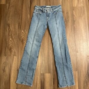 Levis Superlow Boot Cut Jeans Womens 27 Blue Low Rise Stretch Denim Medium Wash